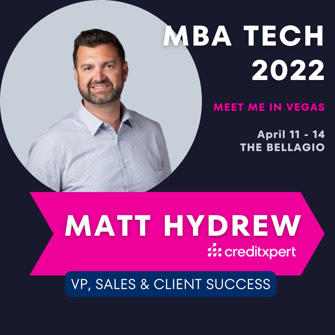 We'll see you at #mbatech2022! Click below to schedule a meeting with Matt Hydrew @mhydrew to discuss strategy to convert more leads, shoppers and new markets to qualify more borrowers. tinyurl.com/2p94zh3d 
#mortgagetechnology #mortgagebanking #mortgagecreditscore
