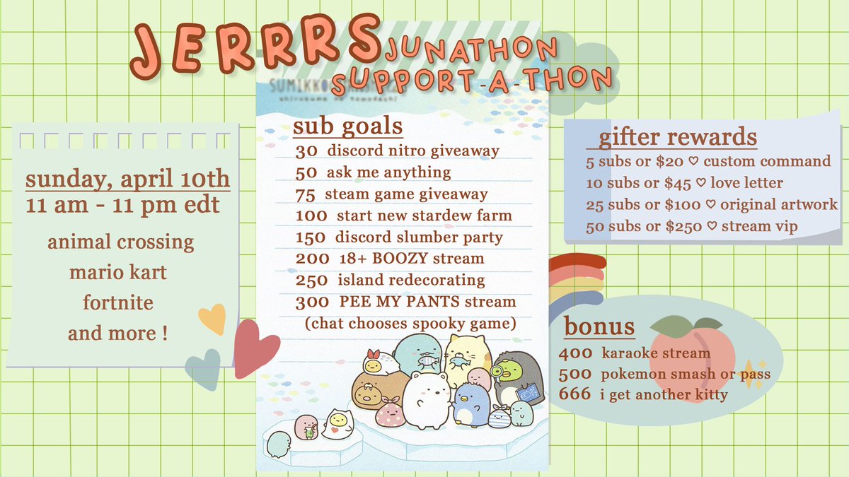 wegotpeaches's tweet photo. its about that time!!!

join me for my second subathon + 12 hr stream 

save the date ♡ *this* sunday, april 10th @ 11am https://t.co/s90RLs3kBA
