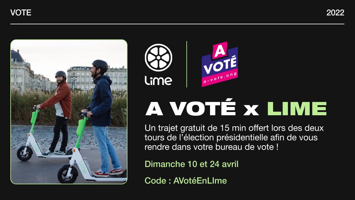 Lime on Twitter "🗳️ 🇫🇷 Lime s’associe avote_ong et vous offre un