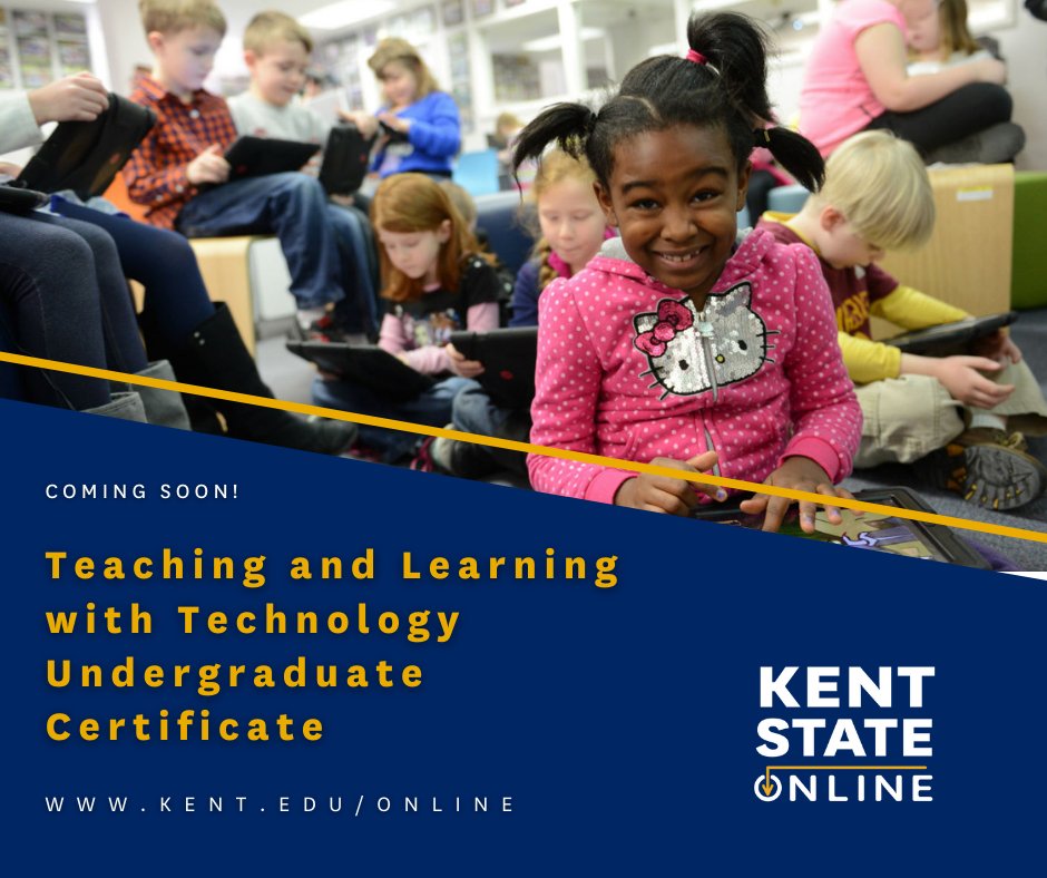 Kent State Online (@kentstateonline) on Twitter photo 🌟COMING SOON🌟
The new fully #online Teaching and Learning with Technology undergraduate certificate <a href="/KentStateEHHS/">College of EHHS</a> <a href="/KentState/">Kent State</a>Tlc will soon be available @KentState!
For more info visit ow.ly/OHa750IE3G7
#technology #teaching #learning #onlinecollege #undergrad #teach 🌟COMING SOON🌟
The new fully #online Teaching and Learning with Technology undergraduate certificate <a href="/KentStateEHHS/">College of EHHS</a> <a href="/KentState/">Kent State</a>Tlc will soon be available @KentState!
For more info visit ow.ly/OHa750IE3G7
#technology #teaching #learning #onlinecollege #undergrad #teach