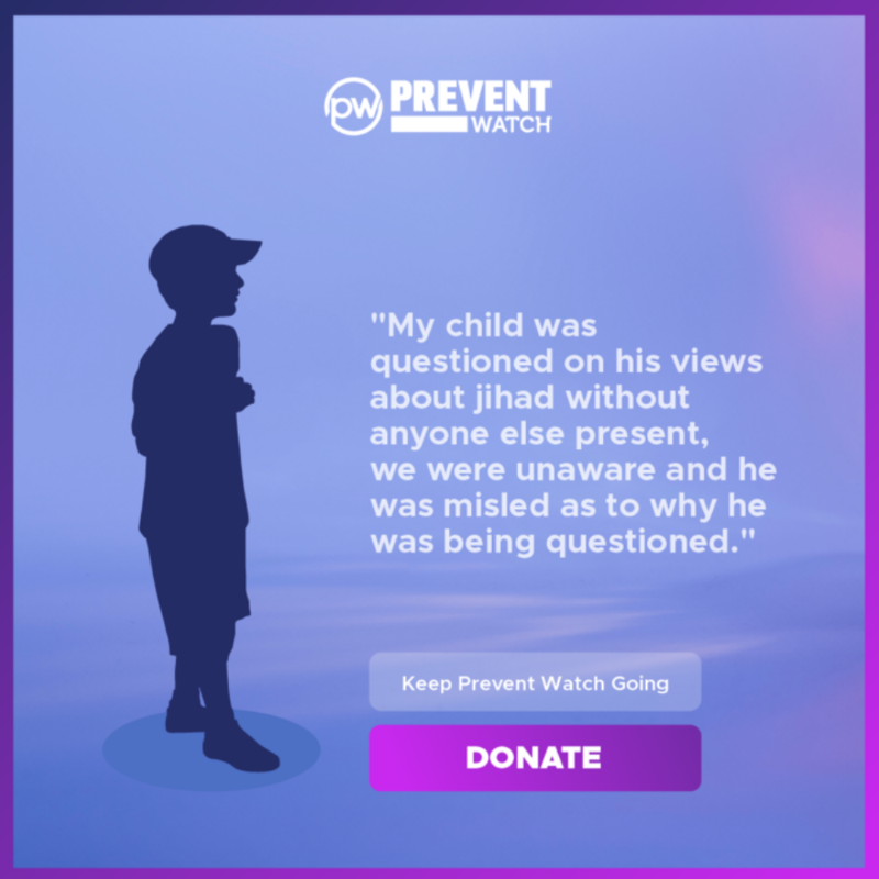 PREVENTwatchUK's tweet photo. Children are interrogated because of Prevent. This child was questioned about his views on Jihad without the knowledge of parents. The climate created by Prevent leads to children being criminalised. You can support us and them by donating today: https://t.co/jv4nKnxL6w https://t.co/1e1JbTIbdw