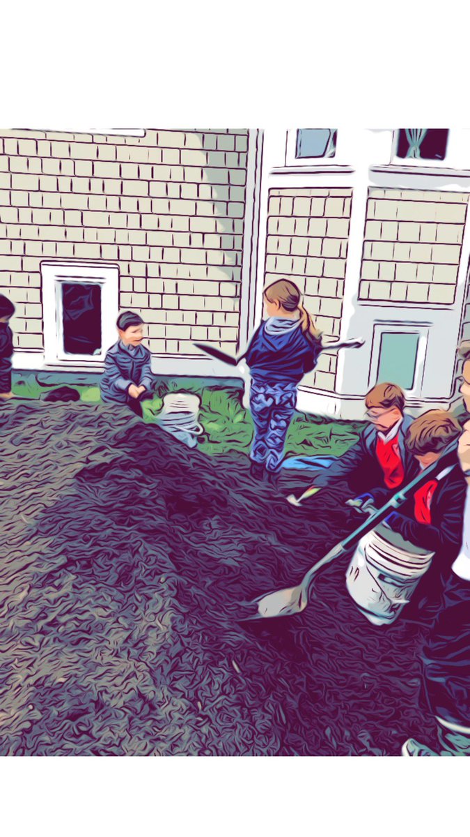 HTrinitySchool's tweet photo. Hard workers helped Ms. Keogh move a lot of soil into our vegetable garden beds, and filled up the new butterfly garden! “Many hands make light….er work.” https://t.co/rbbMJF0EnZ