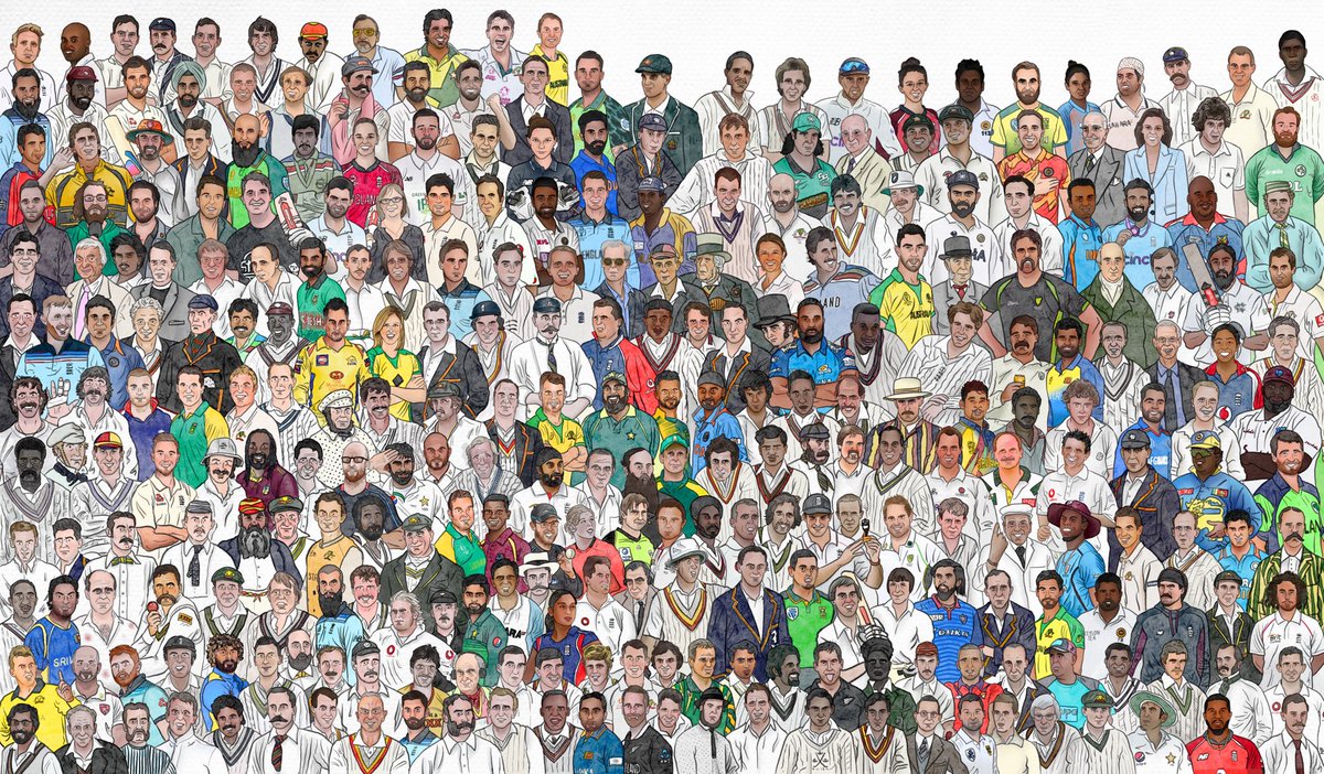 WG_RumblePants's tweet photo. Might finally do some more work on this now that the latest portrait is out of the way. 

Haven’t done any painting this week as I’ve been enjoying the cricket too much. 

Plenty more rows still to add! #cricketart https://t.co/R4B335bJiT