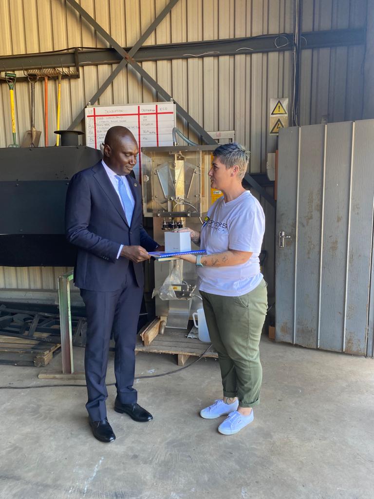 GhanaHighComSA's tweet photo. His Excellency Charles Owiredu  and his team, on 5th April 2022, met with the the CEO of DRYERS FOR AFRICA, Ms. Catherine De Villiiers in the city of Mbombela in Mpumalanga. https://t.co/Yt6JWvToeR