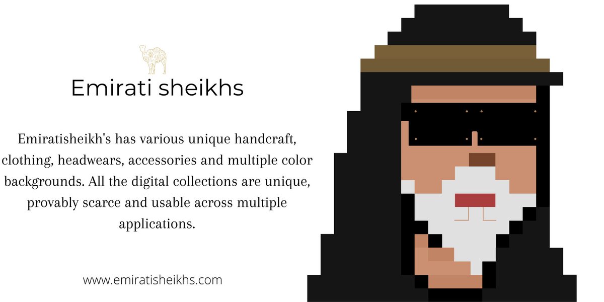 Emiratisheikh's has various unique handcraft, clothing, headwears, accessories and multiple color backgrounds. All the digital collections are unique, provably scarce and usable across multiple applications.
emiratisheikhs.com