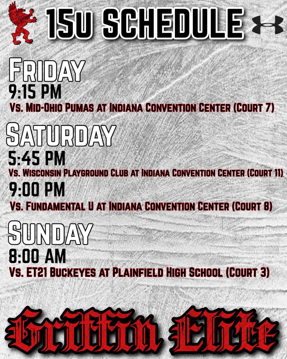 Griffin Elite AAU (@griffineliteaau) on Twitter photo Our <a href="/GriffinElite15u/">Griffin Elite- Woods 2025</a> group is playing up against 16u competition again this weekend at <a href="/PHCircuit/">Prep Hoops Circuit 🏀</a> The Stage.
<a href="/SawyerThompso15/">Sawyer Thompson🏀</a>
<a href="/maddoxhuff/">maddox huff</a>
<a href="/HaydenBlakeman2/">Hayden Blakeman</a>
<a href="/bucketfam_kizz/">Christopher Michael Tinsley</a>
<a href="/CannonYoung21/">Big Country</a>
<a href="/AntayvionL/">antayvion lawrence</a>
<a href="/JonahHayes30/">Jonah Hayes</a>
@bresser_carter
<a href="/k3ashawn/">KEASHAWN</a>
<a href="/AidanUrlage/">Aidan Urlage</a>
🔴⚪️⚫️ Our <a href="/GriffinElite15u/">Griffin Elite- Woods 2025</a> group is playing up against 16u competition again this weekend at <a href="/PHCircuit/">Prep Hoops Circuit 🏀</a> The Stage.
<a href="/SawyerThompso15/">Sawyer Thompson🏀</a>
<a href="/maddoxhuff/">maddox huff</a>
<a href="/HaydenBlakeman2/">Hayden Blakeman</a>
<a href="/bucketfam_kizz/">Christopher Michael Tinsley</a>
<a href="/CannonYoung21/">Big Country</a>
<a href="/AntayvionL/">antayvion lawrence</a>
<a href="/JonahHayes30/">Jonah Hayes</a>
@bresser_carter
<a href="/k3ashawn/">KEASHAWN</a>
<a href="/AidanUrlage/">Aidan Urlage</a>
🔴⚪️⚫️