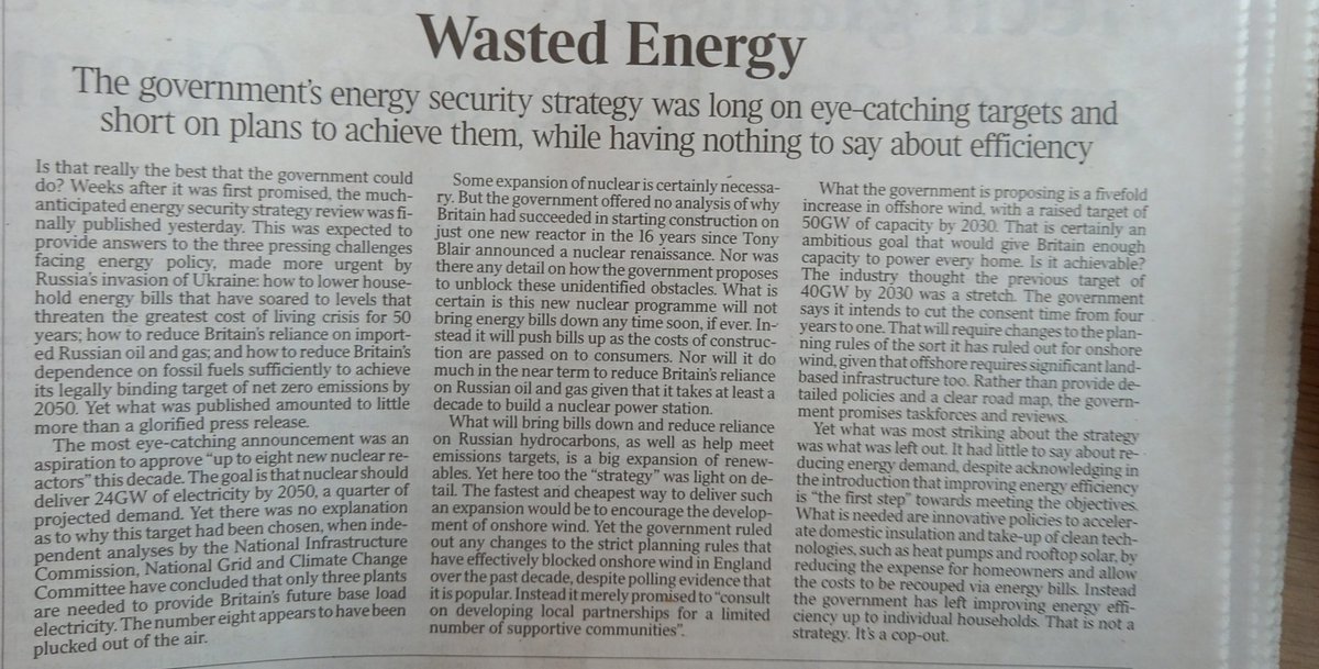 oldtrotter's tweet image. If Sunak's #SpringStatement2022 went down in flames on the day, Johnson's #EnergyStrategy hasn't done any better. Perhaps - and bear with me here - this Government just isn't very good at actually governing🤔