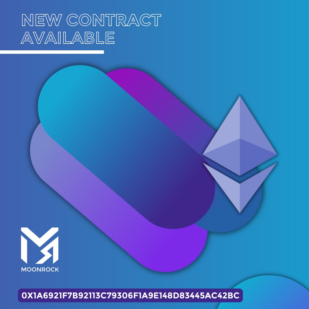 MoonRock is officially LIVE on #Uniswap ! Current holders just need to add  import new contract! $ROCK is officially on #ETH 
#Defi3 #DeFi #Ethereum 

Contract:
0x1a6921f7b92113c79306f1a9e148d83445ac42bc

Telegram:
t.me/moonrockoffici…