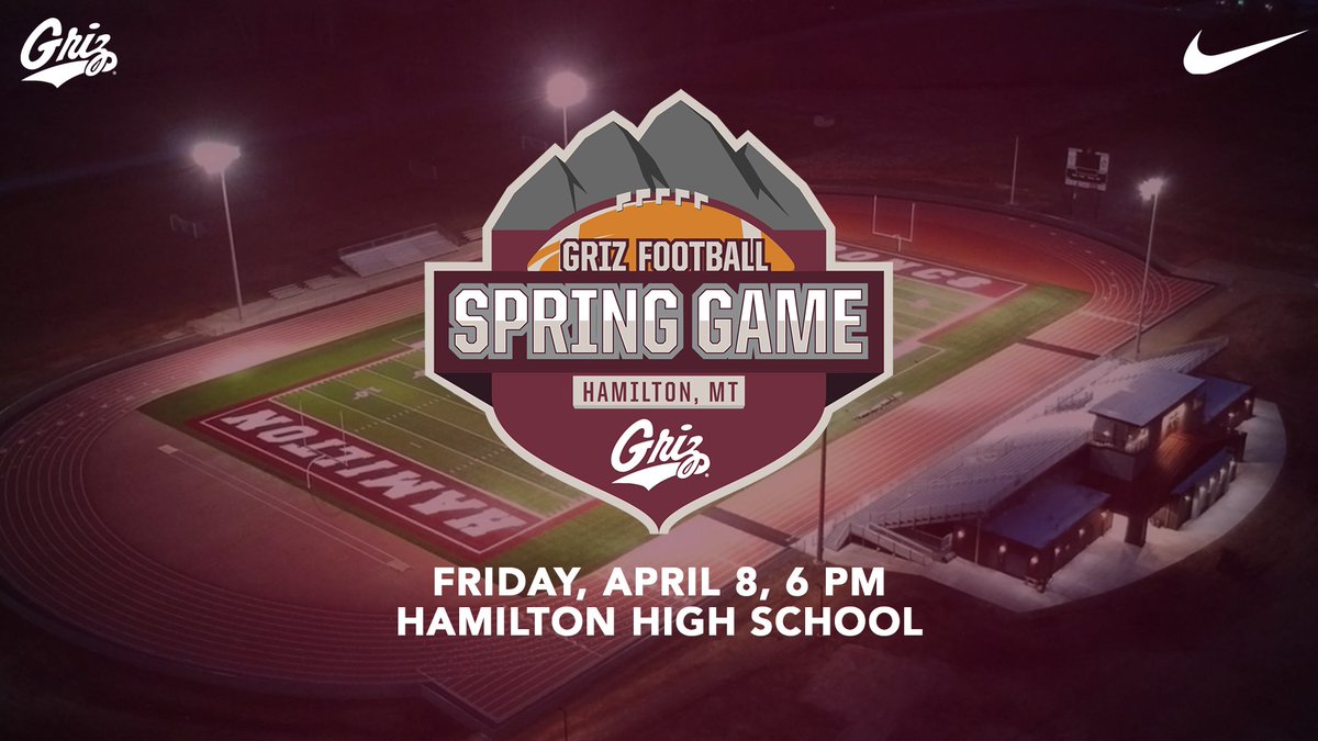 MontanaGrizFB's tweet photo. #GrizSpringGame 𝙏𝙊𝙉𝙄𝙂𝙃𝙏!
See you at 6, Hamilton!
#GoGriz https://t.co/vWEF7DRdGi