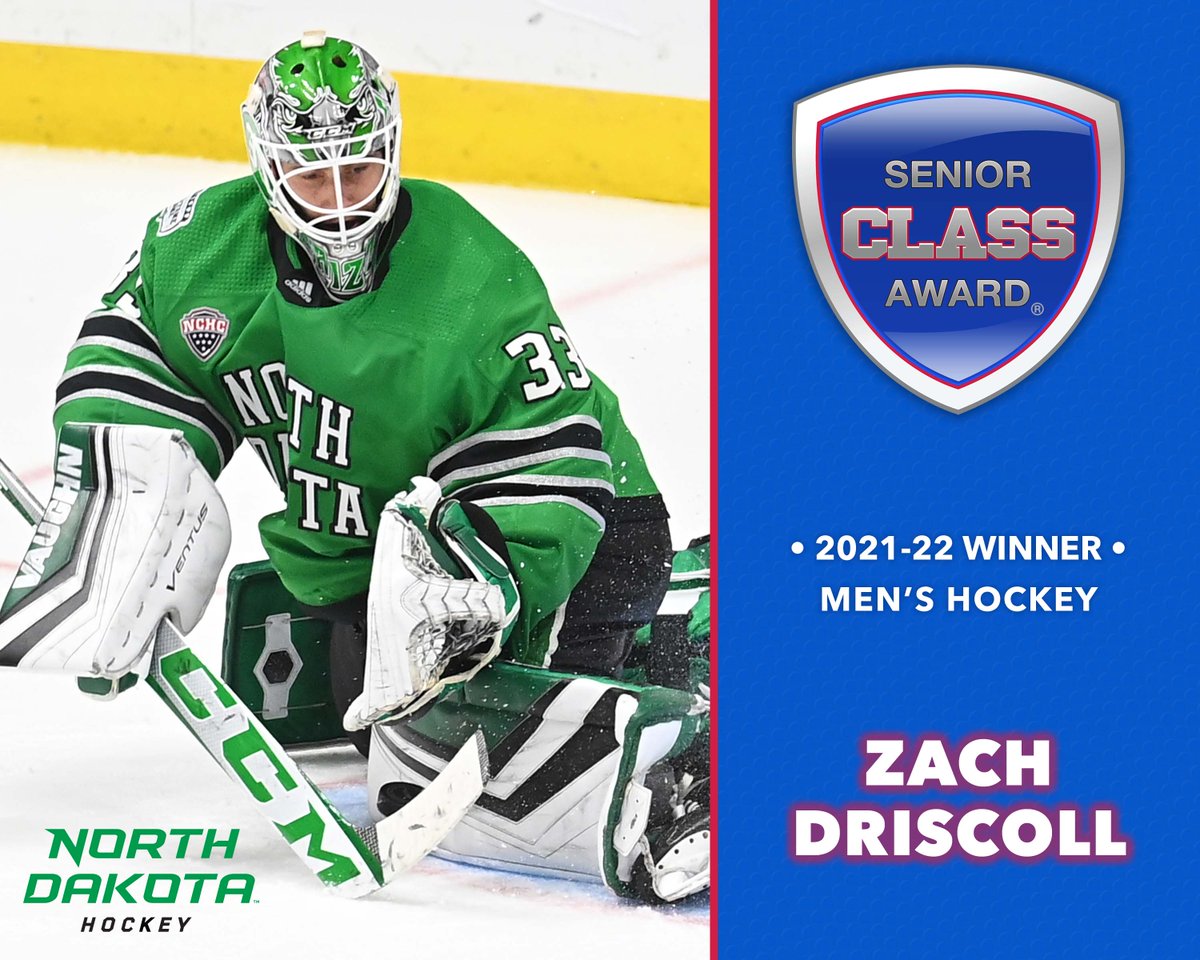 Congratulations to @UNDmhockey's Zach Driscoll on winning the 2021-22 Senior CLASS Award for men's hockey! seniorclassaward.com/news/view/nort…