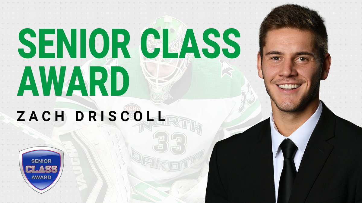 UNDmhockey's tweet photo. Congratulations to @Zach_Driscoll on winning the 2021-22 Senior CLASS Award! 

The award is presented to the top senior-athlete in the sport both on-and-off the ice!

RELEASE: https://t.co/K6VOOhypn7

#UNDproud | #LGH https://t.co/FSUeGQrNTN