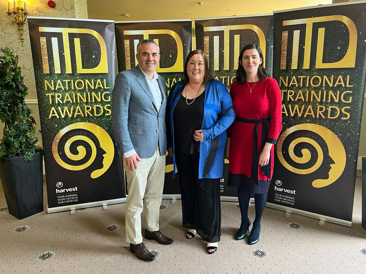 A great snap of @collingsdg and @MMHef with CEO of IITD @Sineadheneghan  at the @iitd_ireland National Training Awards 2022 event happening today in Kilashee Hotel Naas! 🏆