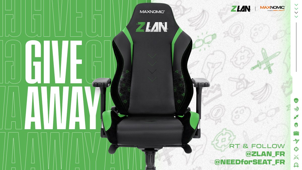 Nos amis de <a href="/NEEDforSEAT_FR/">NEEDforSEAT® France</a> vous offrent la possibilité de gagner le siège Maxnomic x #ZLAN2022 en édition ultra limitée ! 💚

Pour participer il suffit de : 
➡️RT ce tweet 
➡️Follow <a href="/NEEDforSEAT_FR/">NEEDforSEAT® France</a> &amp; <a href="/ZLAN_FR/">ZLAN</a>

TAS le 12/04 📅