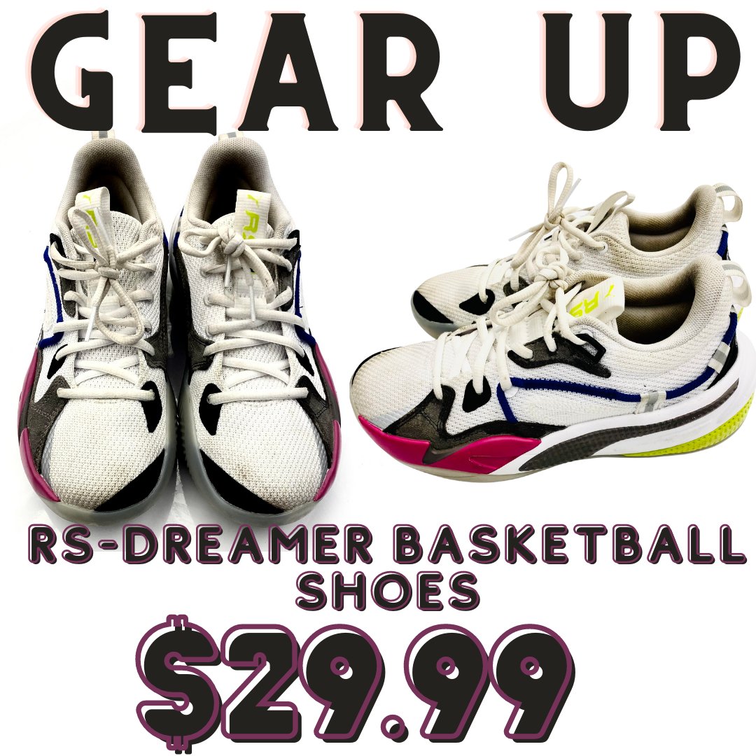 MBMakesorg's tweet photo. Gear Up is a #edcorps that helps kids find cheap, lightly-used shoes. Originally 44.99 these size 4.5 Puma RS Dreamer are perfect for the young athlete who wants to look good while playing well. Get them at https://t.co/48hRVjyrvD #mbmakes #mbspride  #education #newjersey https://t.co/w2P6pNgOGZ