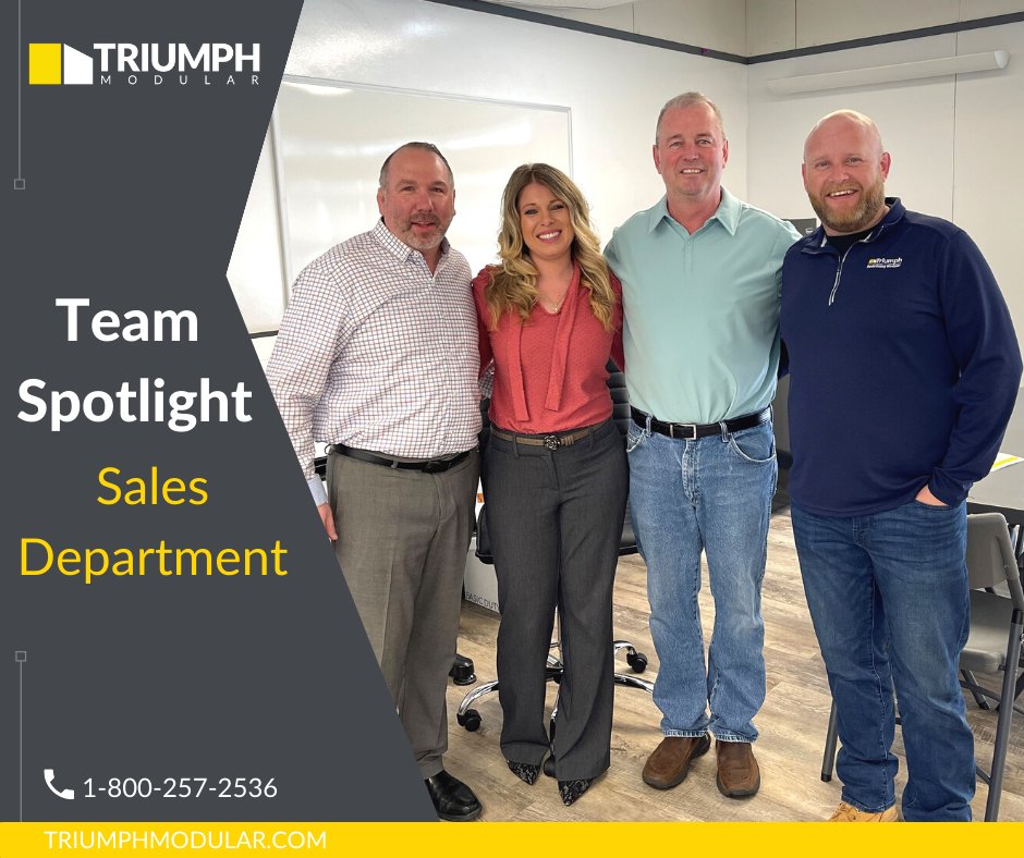 triumphmodular's tweet image. The senior members of our Sales Team are experts in the industry and unwavering in their client-first focus. We appreciate their hard work and all they do for the Triumph Modular family. #teamwork #redefiningmodular #sales