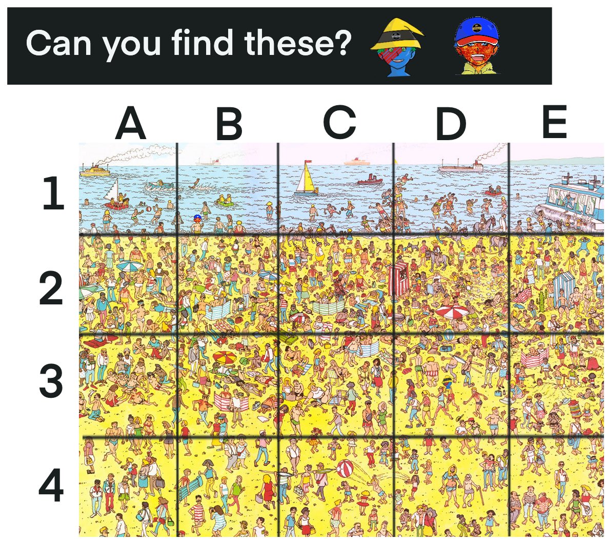 Pre-Sale Game!  Can you spot the two (2) Nifty Lids below?  Comment the locations on the grid (ie if top left it is 1A or A1). First group of people to answer correctly will be added to our Pre-Sale list!  

Need to follow <a href="/NiftyLids/">Nifty Lids (coming soon!)</a> and join our Discord to get your role.