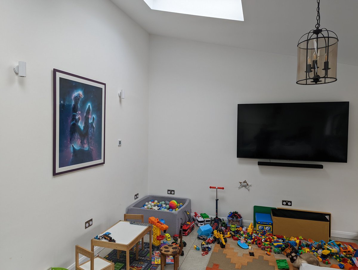 ajtwebber's tweet photo. Finally managed to get some more amazing space art up, from @Cathrinmachin this time in the kids space to encourage them to dream and just across the room from @amyraehill's plates I tweeted recently. https://t.co/IrBTl0EuM1