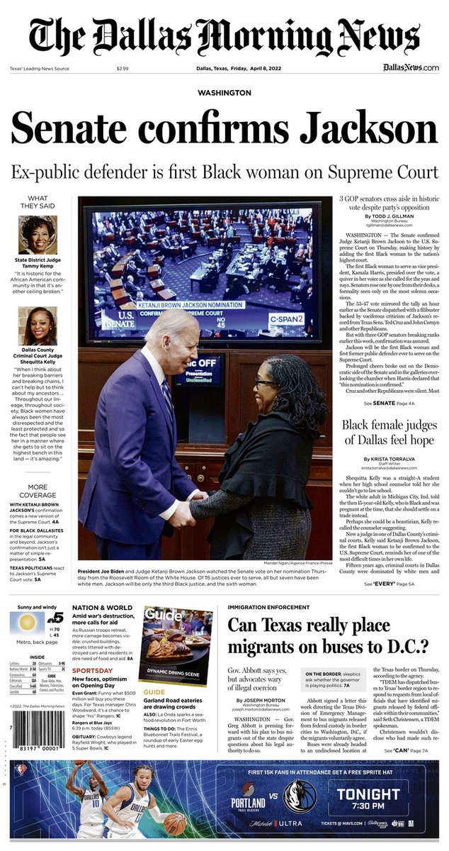 DharaNayyar46's tweet photo. Papers across the South are celebrating Judge Jackson's historic confirmation! https://t.co/qfDrqz69xi