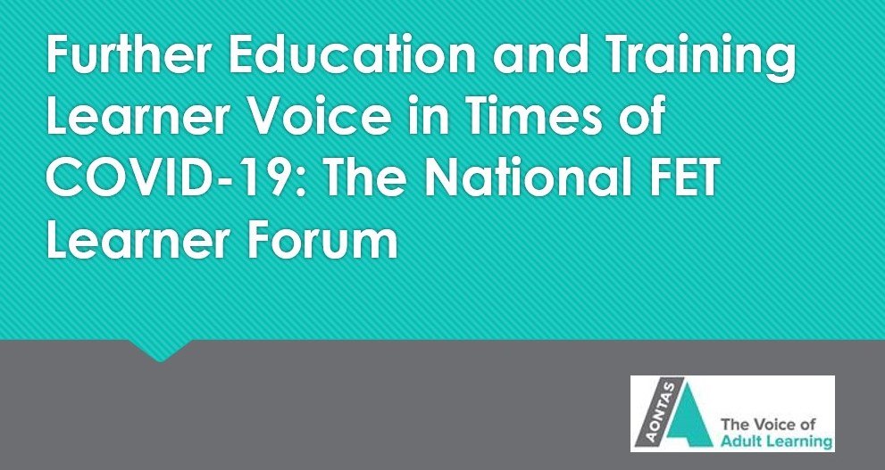 aontas's tweet photo. "Reconstructing Education: What Matters?" 
@aontas was delighted to share research findings today at #ESAI22 @esai_irl from the National #FETLearnerForum. Our Research Officer Aisling Meyler shared ideas on disengagement of vulnerable adult learners from education during #COVID19 https://t.co/4D8L5PS6of