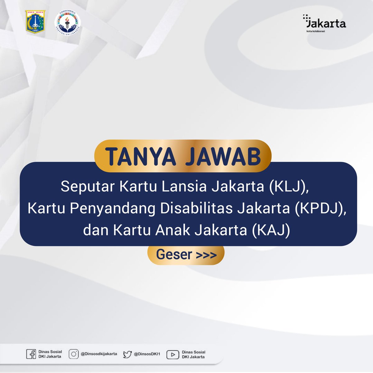 DinsosDKI1's tweet photo. Halo #kawansosial, berikut ini kami rangkum QnA seputar pencairan KLJ, KPDJ dan KAJ. 

Silahkan disimak 😉

#KLJ #KPDJ #KAJ #dinsosdkijakarta https://t.co/UO2Rl7x23A
