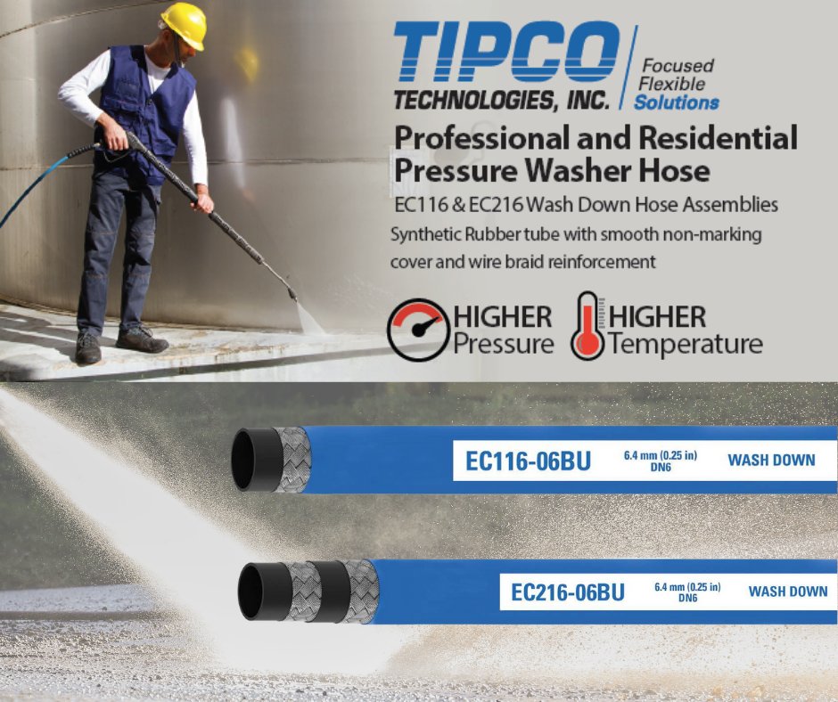 Spring cleaning taken to the next level with Pressure Washer Hose Assemblies from TIPCO! Using the EC116 &amp; EC216 from <a href="/Danfoss/">Danfoss Group</a>, these assemblies can handle higher pressure and higher temperatures. View all our pressure washing assemblies here: shop.tipcotech.com/128699/categor…