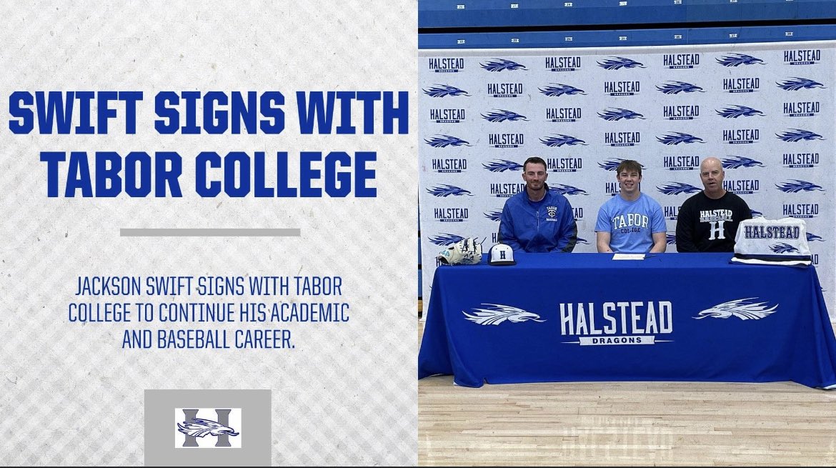 Halstead_AD's tweet photo. Congratulations to Jackson Swift on his signing with Tabor College. ⁦@USD440⁦@USD_440⁩ ⁩ ⁦@Halstead_BSB⁩ ⁦@Eyeofthe_Dragon⁩ ⁦@chad_baalman⁩ ⁦@SuptBarry440⁩ ⁦@harveycountyind⁩ ⁦@nksports⁩ https://t.co/fJCzmcV7F4