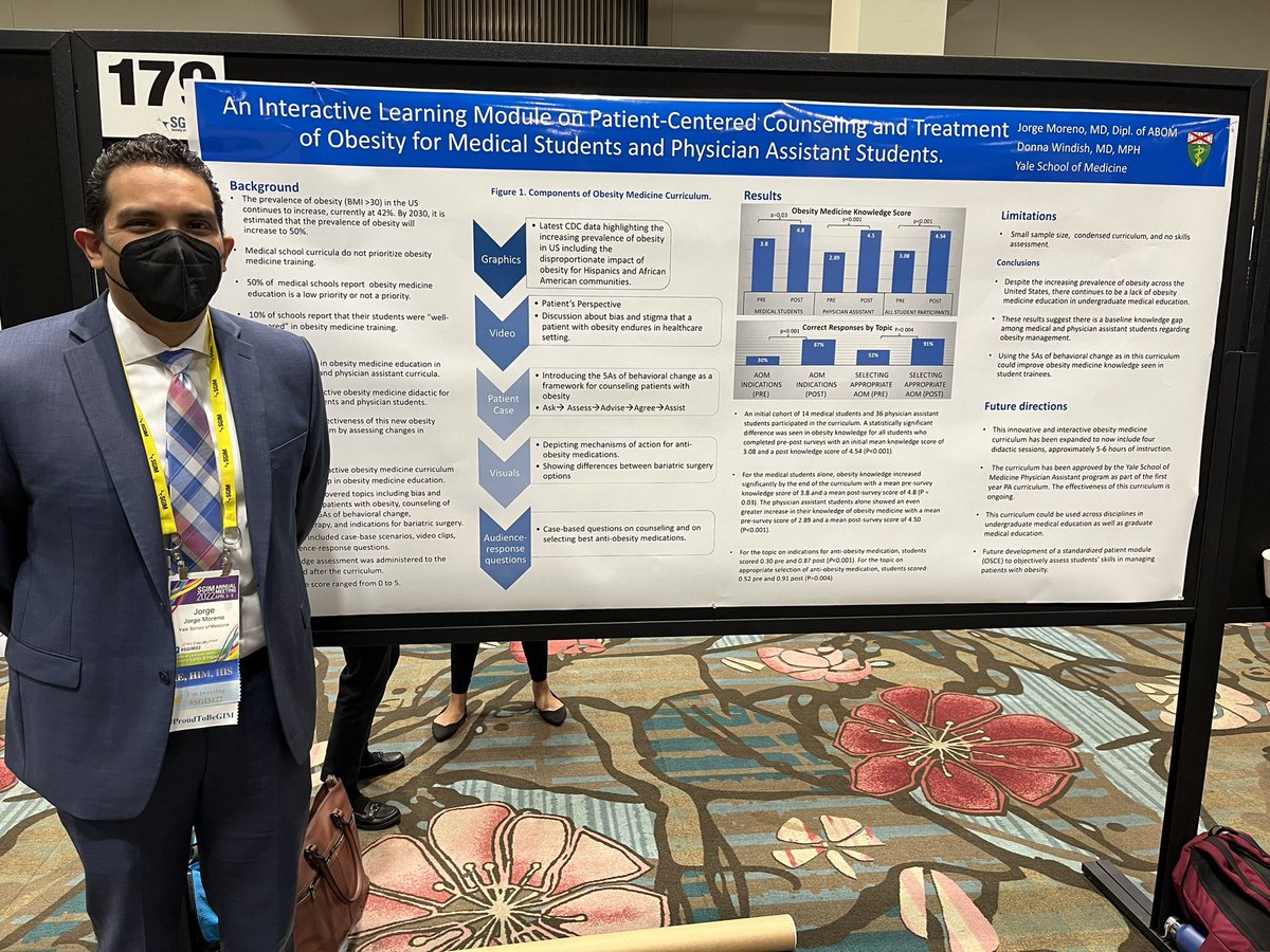 jeremy_schwartz's tweet image. Terrific work led by @MDJorgeMoreno on his development/implementation of patient-centered obesity education curriculum @YaleMed & @yalepaprogram #SGIM22