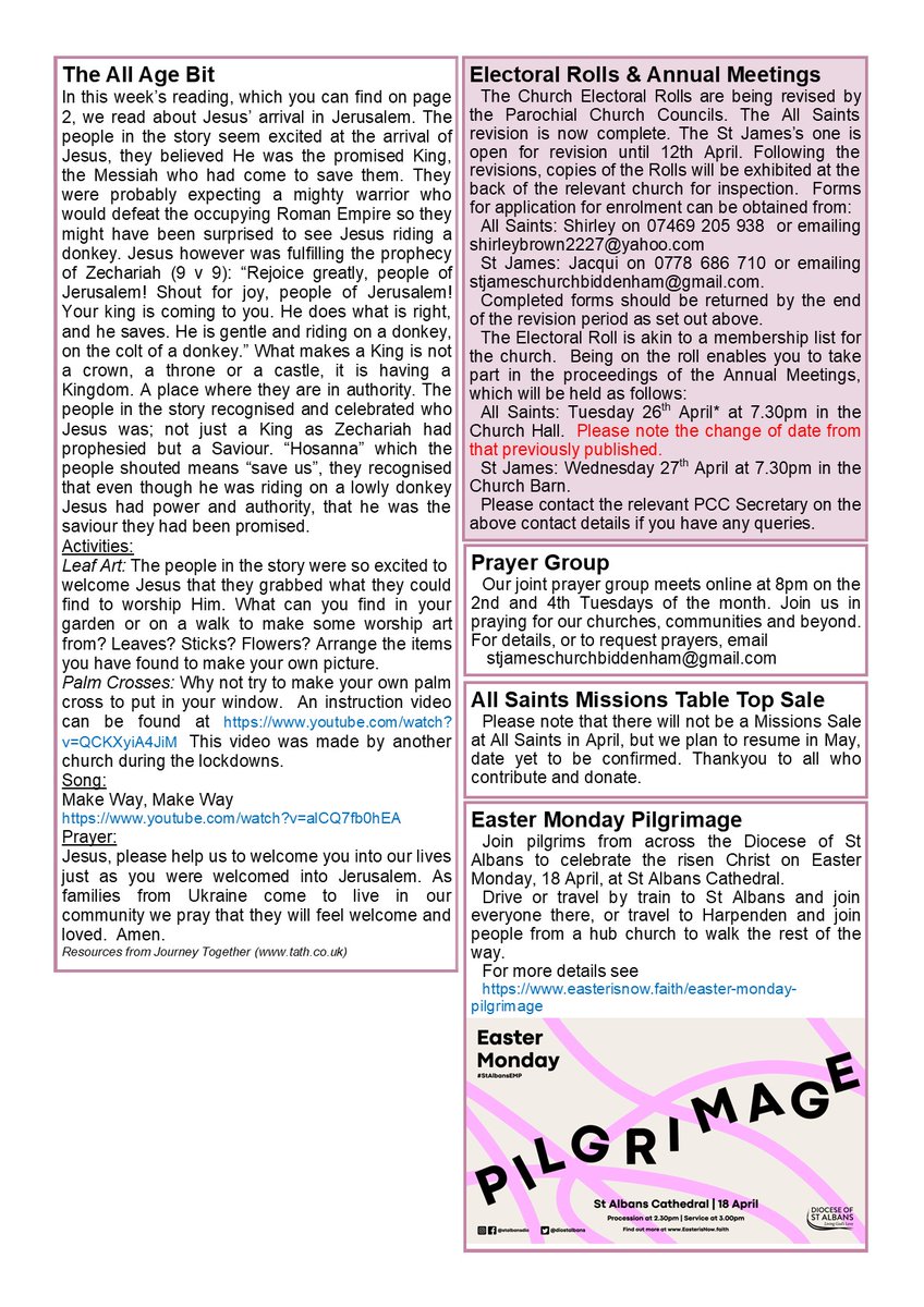 BiddenhamChurch's tweet image. News and message for Palm Sunday...