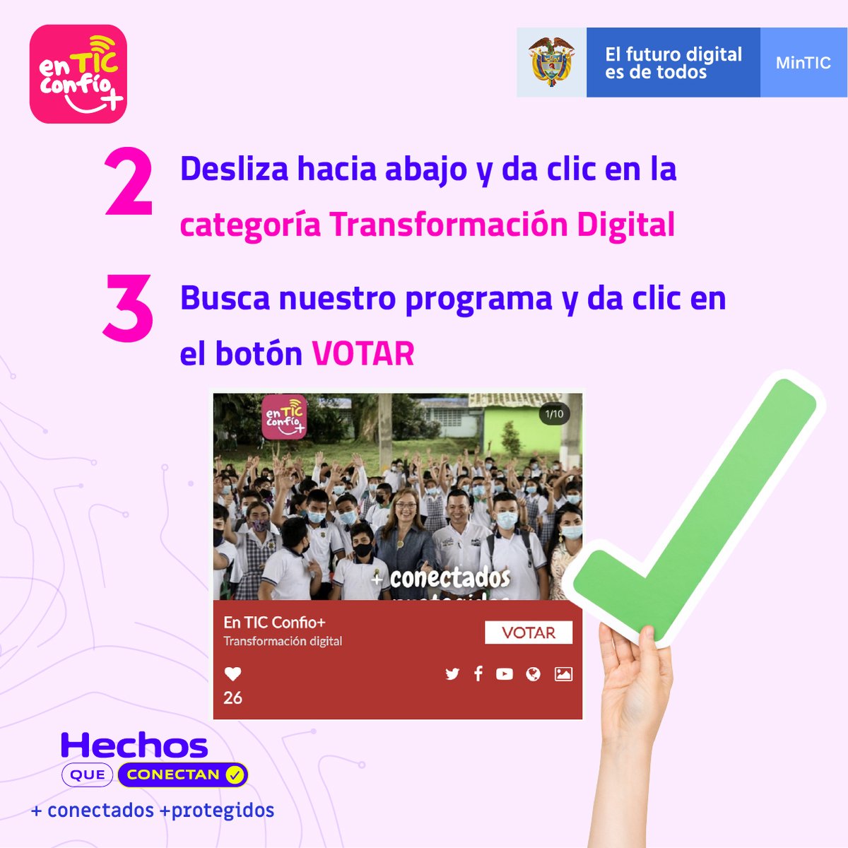 Ciberpazcolombi's tweet photo. ¡En TIC Confío ➕ sigue rompiendo fronteras!
Estamos nominados a los 🏆 @diadeinternet 2022 en la categoría 🖥️ Transformación Digital - Administraciones Públicas.
Apóyanos con tu voto aquí:
https://t.co/Xu3Gfvosgk
Sigamos haciendo de Internet, un lugar:
➕conectado
➕protegido https://t.co/NSNLfUYHbU