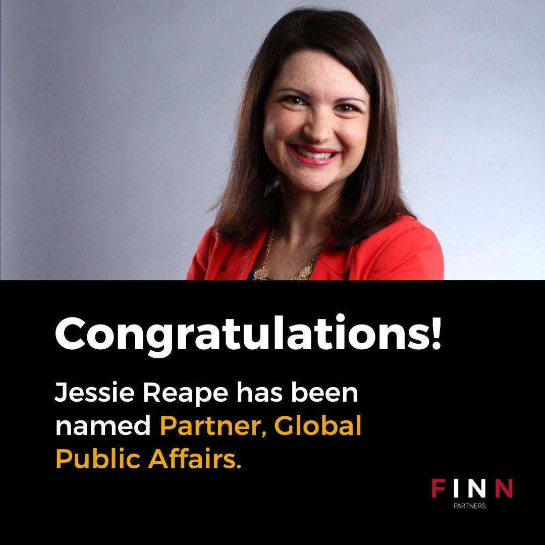 Congrats to FINN #GlobalPublicAffairs team member <a href="/jessicareape/">Jessie Reape</a> on her promotion to Partner, Global Public Affairs! Learn more about Reape’s expanded leadership role leveraging her expertise in consumer safety, federal government collaborations and more. finnpartners.com/news-insights/…
