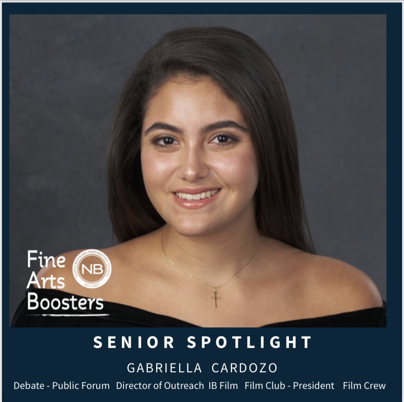Fine Arts Bravos Senior Spotlight on North Broward Preparatory School Senior Gabriella Cardozo. We applaud you!!