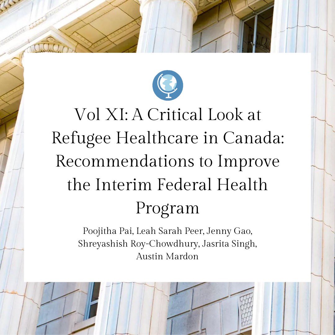 We are pleased to announce the debut of our latest article from the 2022 Spring Issue: " A Critical Look at Refugee Healthcare in Canada: Recommendations to Improve the Interim Federal Health Program"
Find the link here: mghjournal.com/2022/04/08/vol…