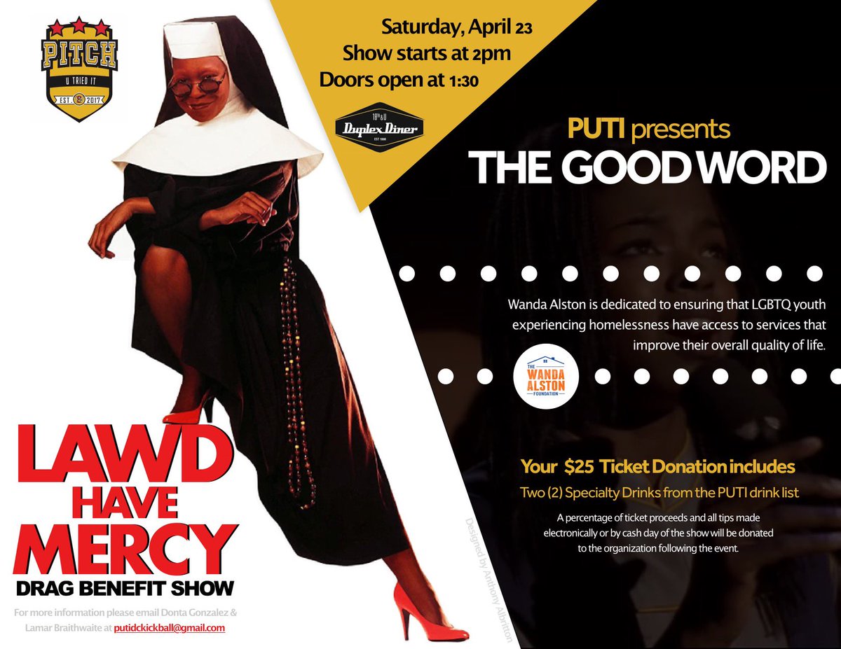 DRG_tweets329's tweet photo. Hey Twittersphere!

My @stonewallDC kickball team is hosting a fundraiser this Saturday April 23, 2pm at @duplexdiner for #TheWandaAlstonFoundation here in Washington DC.

Tickets can be purchased via eventbrite: https://t.co/1j6C4hX1rI

Can't attend??? Venmo PUTI-PUTI https://t.co/iRqUQhzZRS