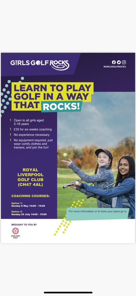 John Heggarty (@johnheggartypga) on Twitter photo An exciting new Girls Golf Rocks Programme for ALL girls new to golf between the ages of 5-18. Learn to play golf <a href="/RLGCHoylake/">Royal Liverpool Golf Club</a> with PGA Training Professional Becky McGeehan (instagram: beckymcgeehangolf). Book your slot following this link: girlsgolfrocks.played.co/venues/royal-l… An exciting new Girls Golf Rocks Programme for ALL girls new to golf between the ages of 5-18. Learn to play golf <a href="/RLGCHoylake/">Royal Liverpool Golf Club</a> with PGA Training Professional Becky McGeehan (instagram: beckymcgeehangolf). Book your slot following this link: girlsgolfrocks.played.co/venues/royal-l…