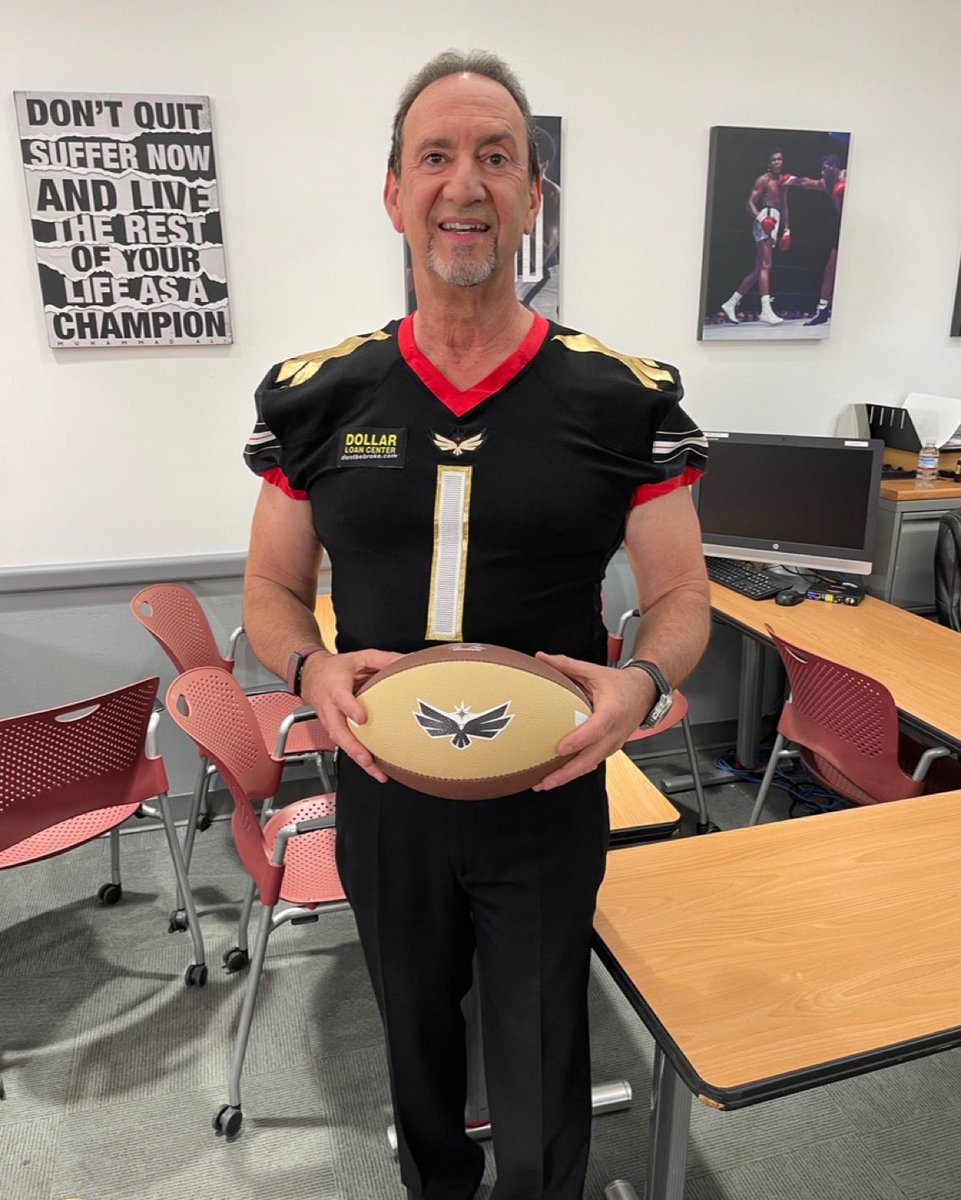 Put me in coach! 🏈

Longtime client and Quillin friend, Don Hamrick of Chapman Chrysler Jeep Dodge and Ram, sports a <a href="/KnightHawksIFL/">Vegas Knight Hawks</a> jersey 🏈 #Chapman is one of the founding sponsor partners of our city’s new Indoor Football League.