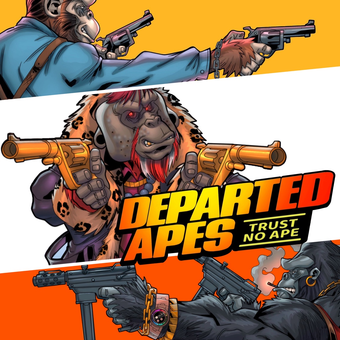 World of cops &amp; criminals on-chain.

5x WL spots are given away to celebrate the launch of @departedapes project!

1️⃣ Follow @departedapes &amp; @boredhodler 
2️⃣ Join Discord of @departedapes
3️⃣ RT, Like &amp; Tag 3 frens

48 hrs - 5 winners, good luck!
#nftgiveaway #nfts #trustnoapes