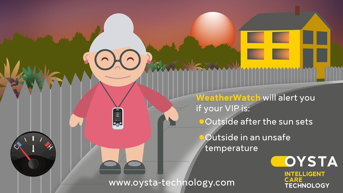 AccessHSC_TEC's tweet photo. We announced our new IntelliCare feature, WeatherWatch at #ITECconf22 ! Missed it?
OYSTA devices link to our care platform, IntelliCare; with WeatherWatch activated you can be notified if your VIP is:
🌙Outside after the sun sets
❄️Outside in unsafe temperatures
Book a demo! https://t.co/CWVwNUbQPg