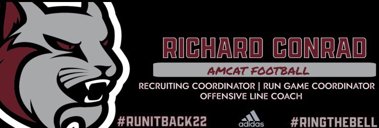 CoachRConrad's tweet photo. 🚨🚨Excited to be named Recruiting Coordinator for @AMCAT_Football‼️

1️⃣FAMILY 💪💪💪
2️⃣PASSION 🔋🔋🔋
3️⃣FUN 🔥🔥🔥

🗣Recruits: Are you ready to RUN IT BACK with the AMCATS?

👀 Get you one of these… 💍💍💍

#RUNITBACK22 https://t.co/Wqcnuj9qDD