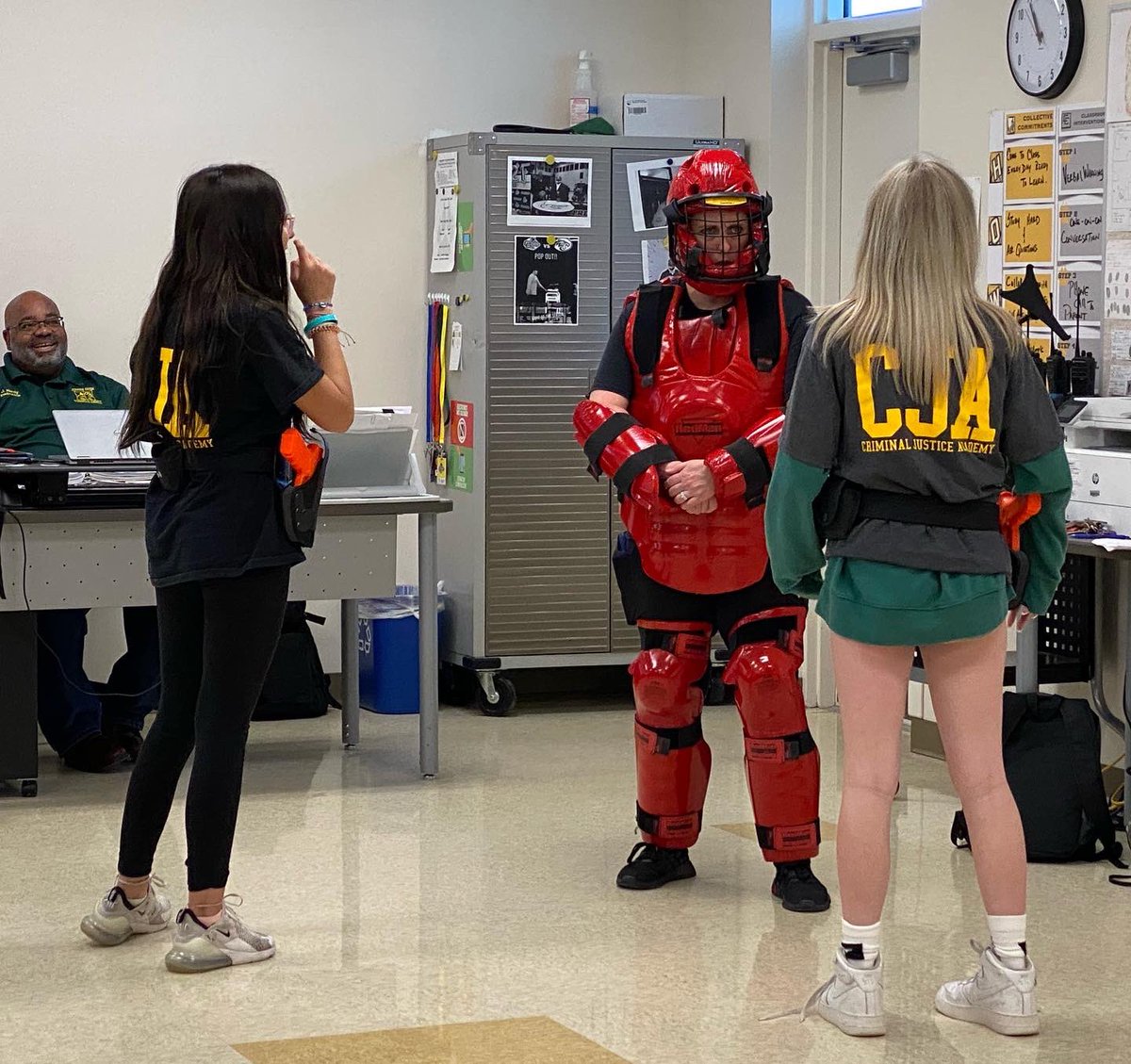 Defensive tactics in Criminal Justice today. Our students are learning the proper and effective use of force. HOWLing to be the next generation of law enforcement. <a href="/herzek_CCMHS/">Cypress Creek Criminal Justice</a> <a href="/CchsHardy/">Mr. Hardy</a> @PascoCTE