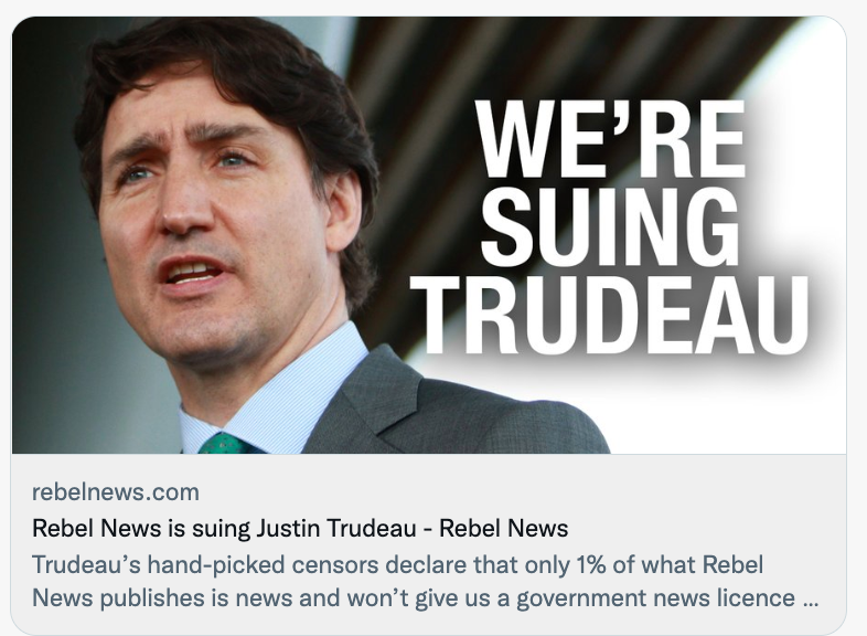 JesseBrown's tweet photo. 📣 Rebel News applied to the Trudeau government for official status as a Qualified Canadian Journalism Organization. 

They were rejected. https://t.co/itGzWYP0KU