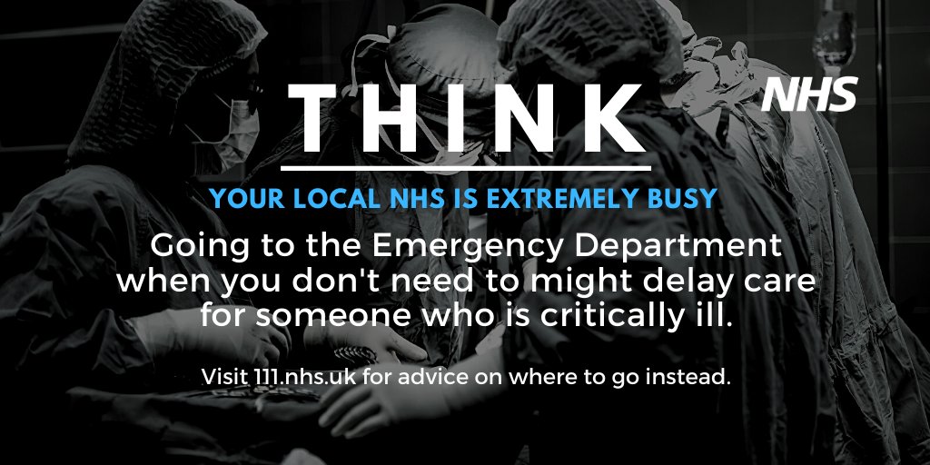 PHU_NHS's tweet photo. Please help us to keep the Emergency Department free for those who need it. People arriving at the Emergency Department (ED) who don’t need emergency care will be redirected to other, more appropriate services. https://t.co/MBQyiPnjOj