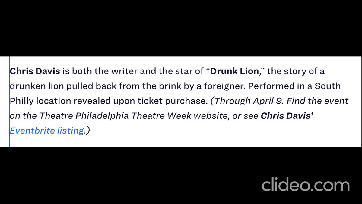 1mannutcracker's tweet photo. Thank you to Jane Von Bergen for mentioning Drunk Lion in the Philadelphia Inquirer today!

APRIL 8 - FRI - 8pm
APRIL 9 - SAT - 8pm

BUY YOUR TICKET:
https://t.co/htT8UO3AeX

#drunklion #phillytheatreweek #phillytheatre #phillytheater https://t.co/m7UfVoS40T
