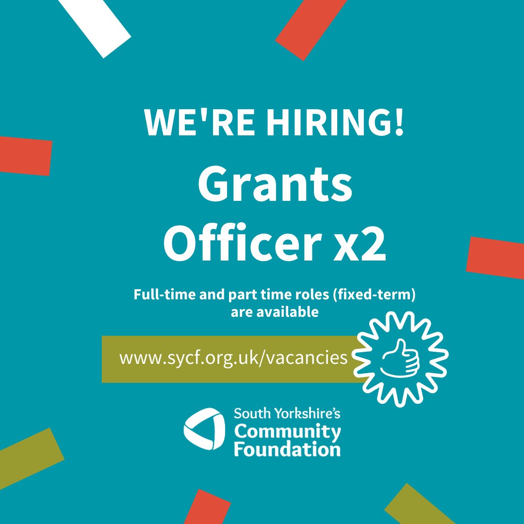 SYCF1986's tweet image. We are hiring! 📢

If you are skilled in administrating grants programmes then there are two vacancies in our Grants team 💼

Deadline: Tuesday 3rd May at noon

Interviews: Monday 16th May

Visit our website for more details ⤵️ sycf.org.uk/vacancies/