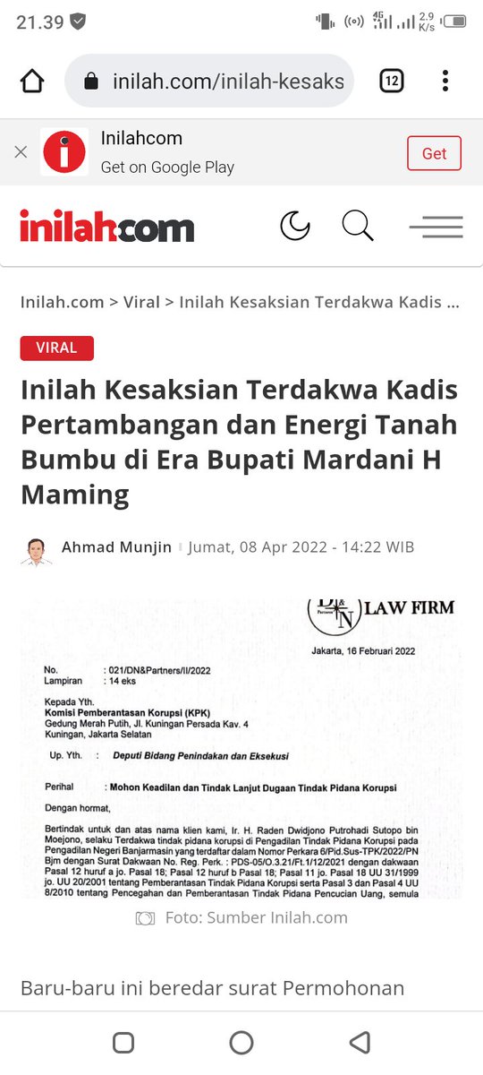 TuaRubah's tweet photo. Inilah Kesaksian Terdakwa Kadis Pertambangan dan Energi Tanah Bumbu di Era Bupati Mardani H Maming

#MardaniMaming #TambangTanahBumbu https://t.co/AFTdfigmnH
