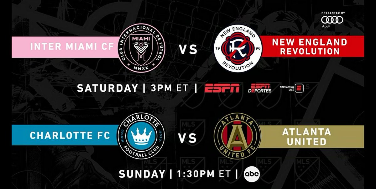 Another big soccer weekend ahead across ESPN: bit.ly/38D8pqc 

<a href="/MLS/">Major League Soccer</a> action returns w/ 2 games, incl <a href="/JonChampionJC/">Jon Champion</a> <a href="/TaylorTwellman/">Taylor Twellman</a> &amp; reporter <a href="/CrisAlexESPN/">Cristina Alexander</a> calling our first-ever <a href="/CharlotteFC/">Charlotte FC</a> match (Sun | 1:30p ET | ABC).