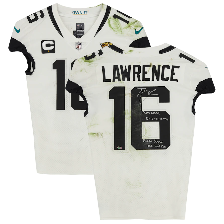 Jaguars Uniform Tracker on X: 'Own a piece of *history* You can own a game  worn Trevor Lawrence jersey for a mere $30,000 price tag. You know you want  it 