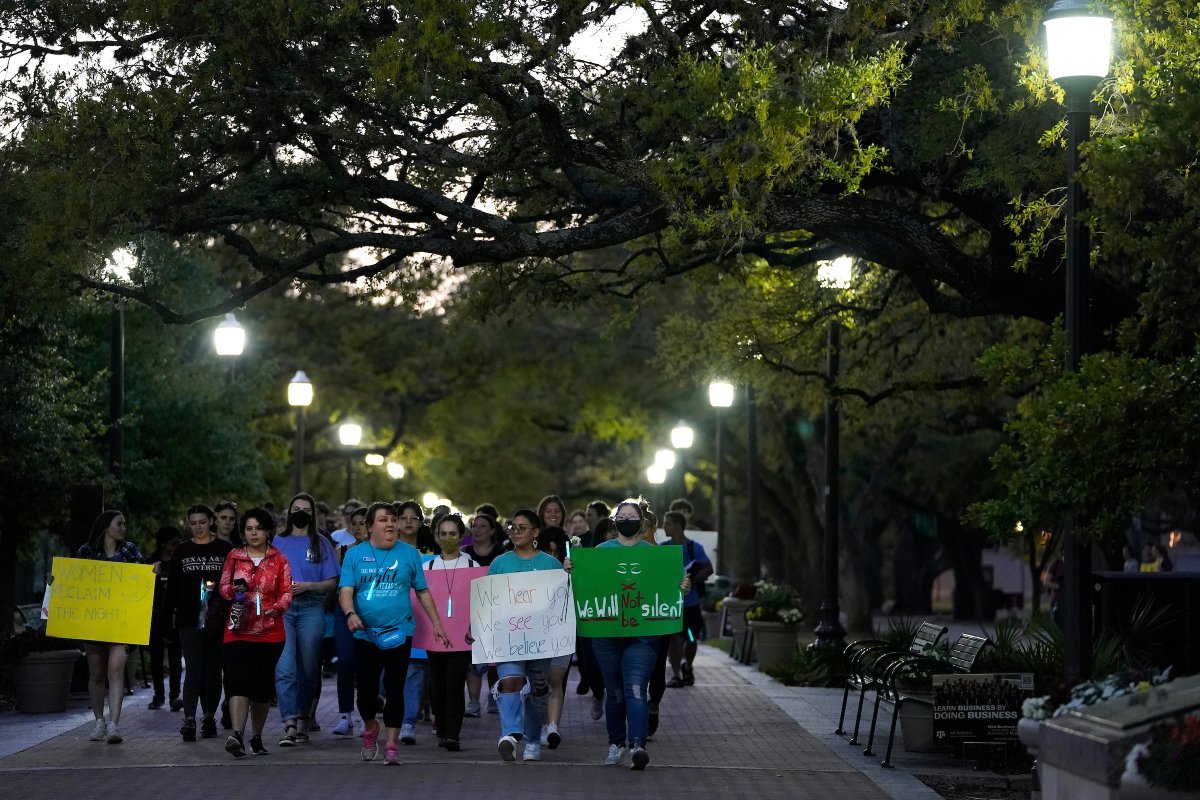 TAMU's tweet photo. Last night, hundreds of students took a stand against sexual violence in Aggieland at Take Back The Night.

Aggies showed support for survivors, marched across campus, made their voices heard, and highlighted resources and prevention efforts at #TAMU: https://t.co/aMNQK3bvzP https://t.co/NVGDhaERU0