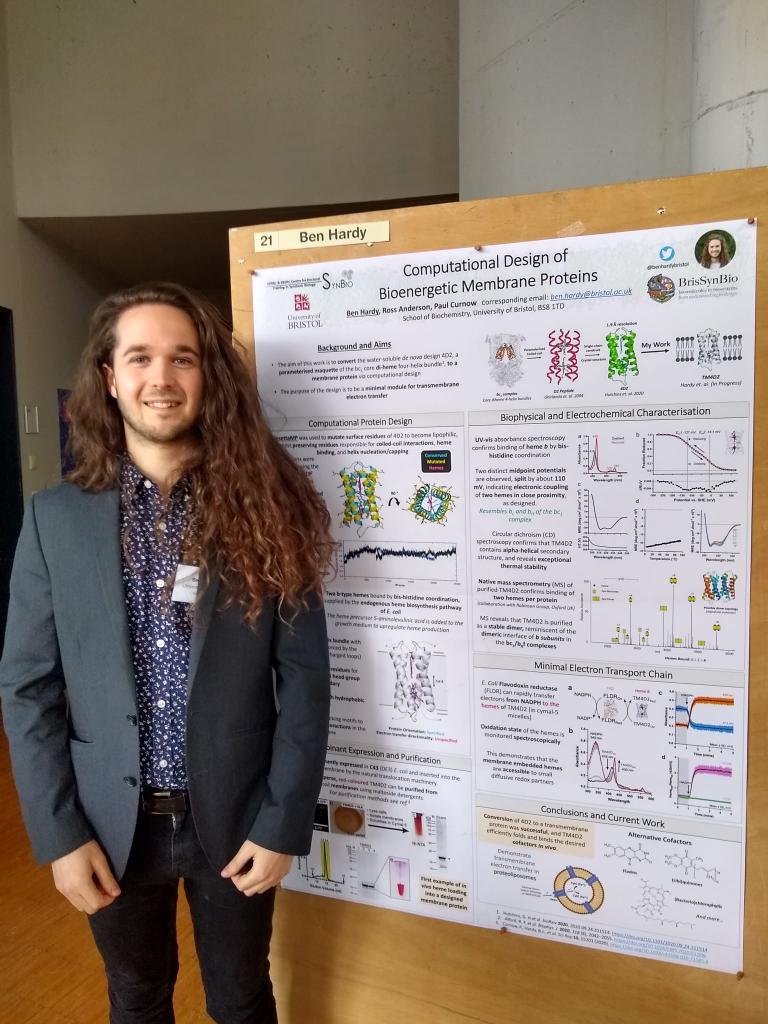 Congratulations to <a href="/benhardybristol/">Ben Hardy</a> for winning the first poster price 🥇 for his stunning work on membrane 🧱 protein 🥓 design! A great finish for a fantastic conference <a href="/apfed2022/">APFED 2022</a> 🎉🥳🎊