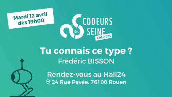 codeursenseine's tweet photo. 📢 - J-4 avant le prochain Meetup !
N'oubliez pas : on se retrouve mardi à 19h avec @zigazou au #Hall24, pour son meetup "Tu connais ce type ?". Il est encore temps de s'inscrire ! ⏱️ 😍
👉 Mar. 12 avr. 19h Hall24 #Rouen
👉 Inscriptions : https://t.co/Y1gxfh4qwU https://t.co/zf7YcIkhts