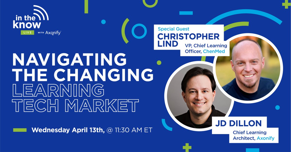 Want to keep up with nonstop digital transformation—and make smarter tech decisions?

Get inspired by RSVPing to next week’s episode of In the Know “Navigating the Changing Learning Tech Market” with <a href="/JD_Dillon/">JD</a> and special guest @thatlearningguy 👉 ow.ly/Qbhp50IEiUs